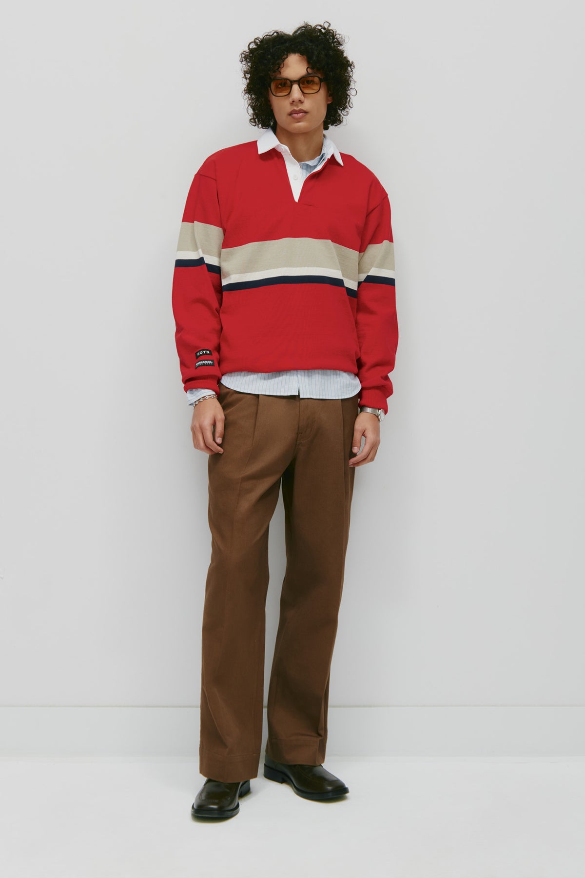 Rugby Shirt in Dark Red/Taupe/Ivory/Navy – Kotn