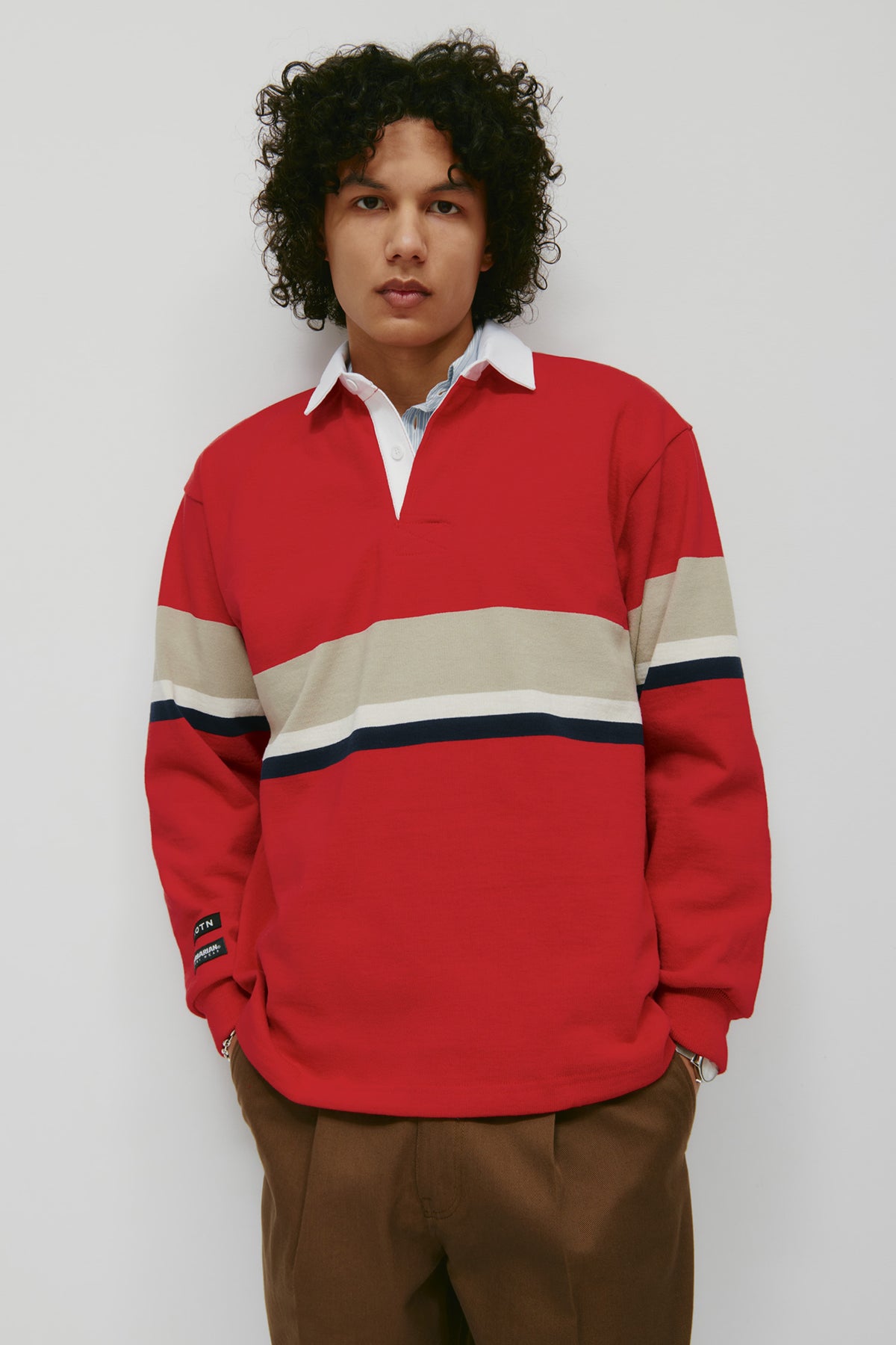 Rugby Shirt in Dark Red/Taupe/Ivory/Navy – Kotn