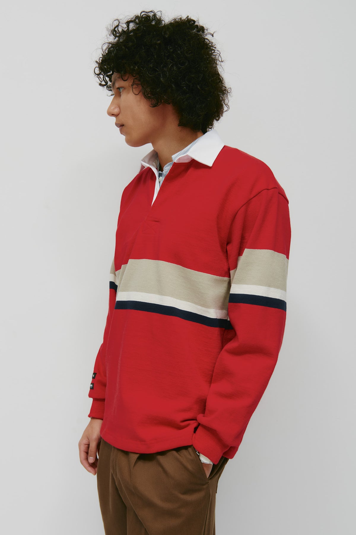 Rugby Shirt in Dark Red/Taupe/Ivory/Navy – Kotn