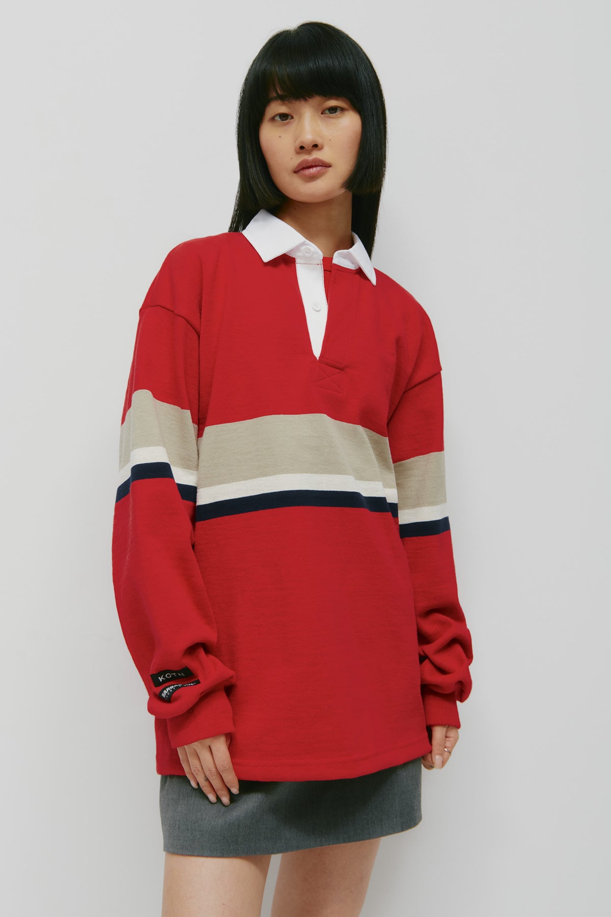 Rugby Shirt in Dark Red/Taupe/Ivory/Navy – Kotn