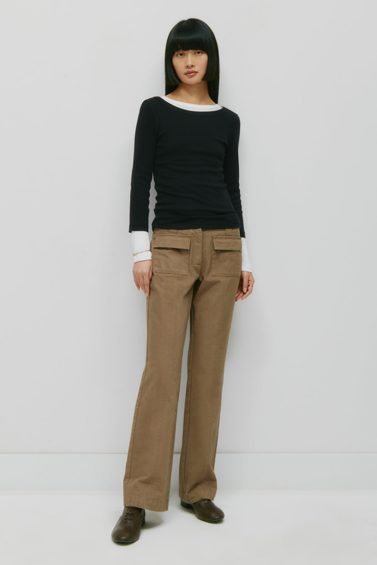 Women's Boatneck 3/4 Sleeve Top in Black
