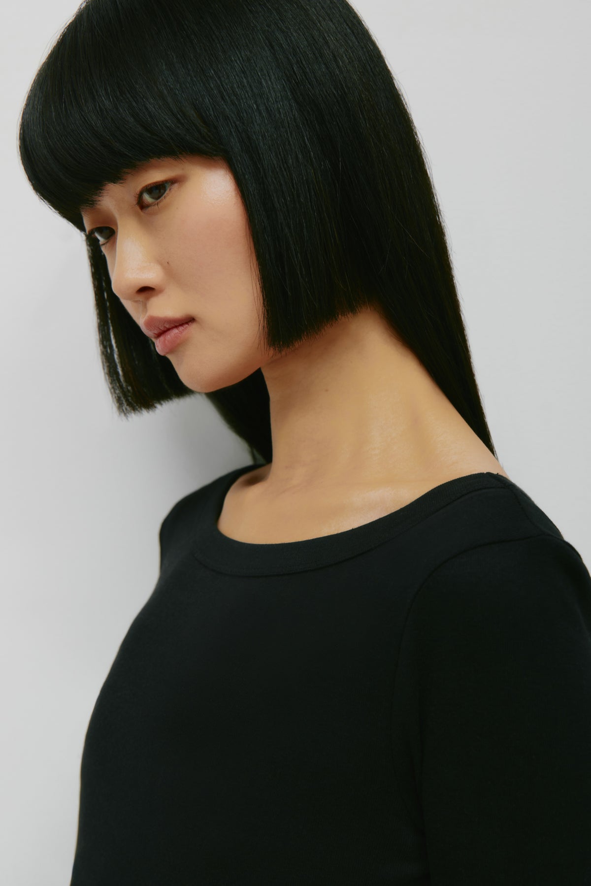 Women's Boatneck 3/4 Sleeve Top in Black
