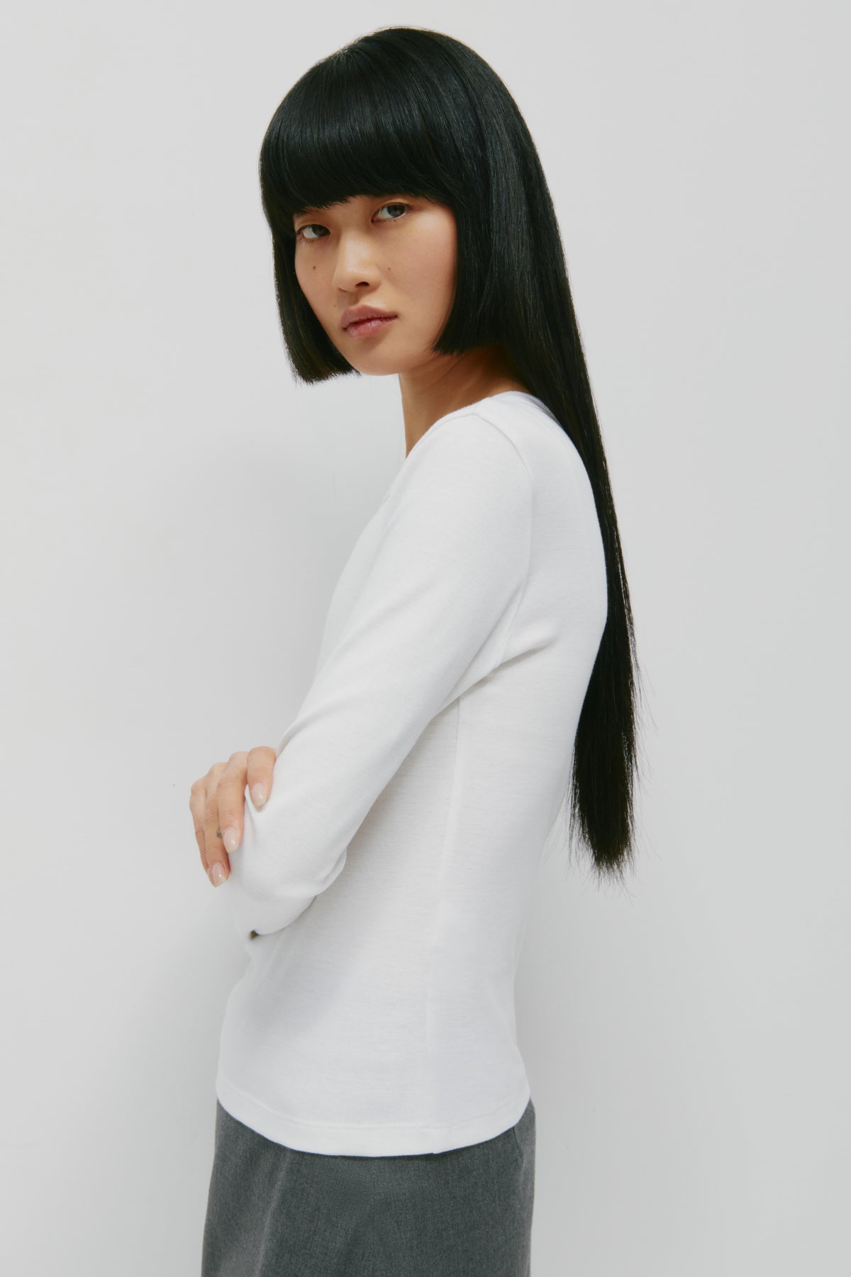 Women's Micro Rib Longsleeve in White