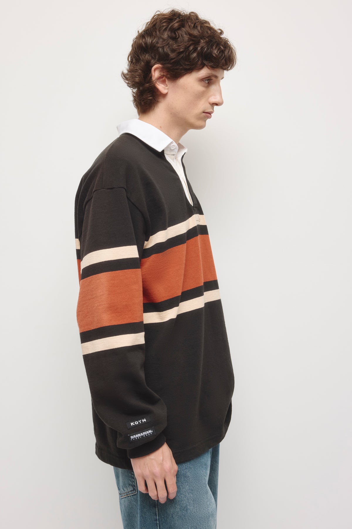 Barbarian Rugby in Black/Rust Stripe