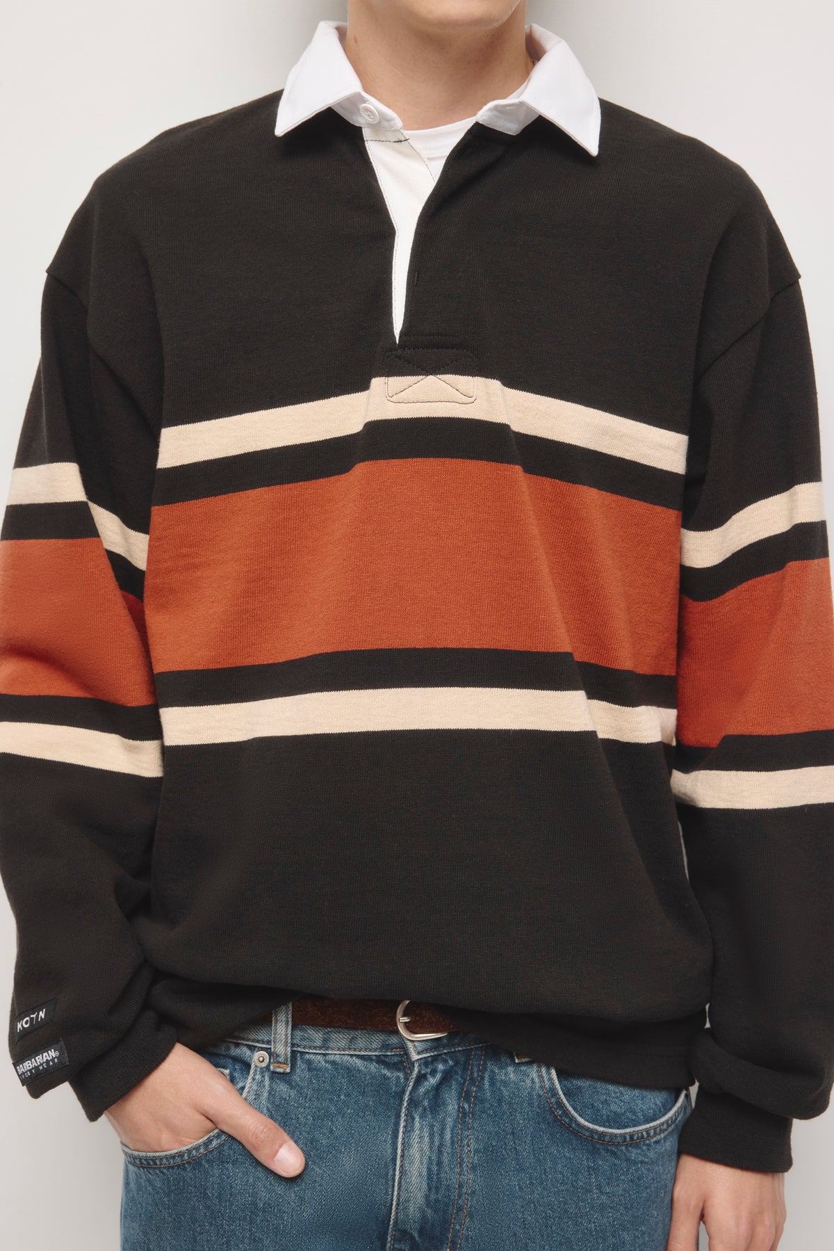 Barbarian Rugby in Black/Rust Stripe
