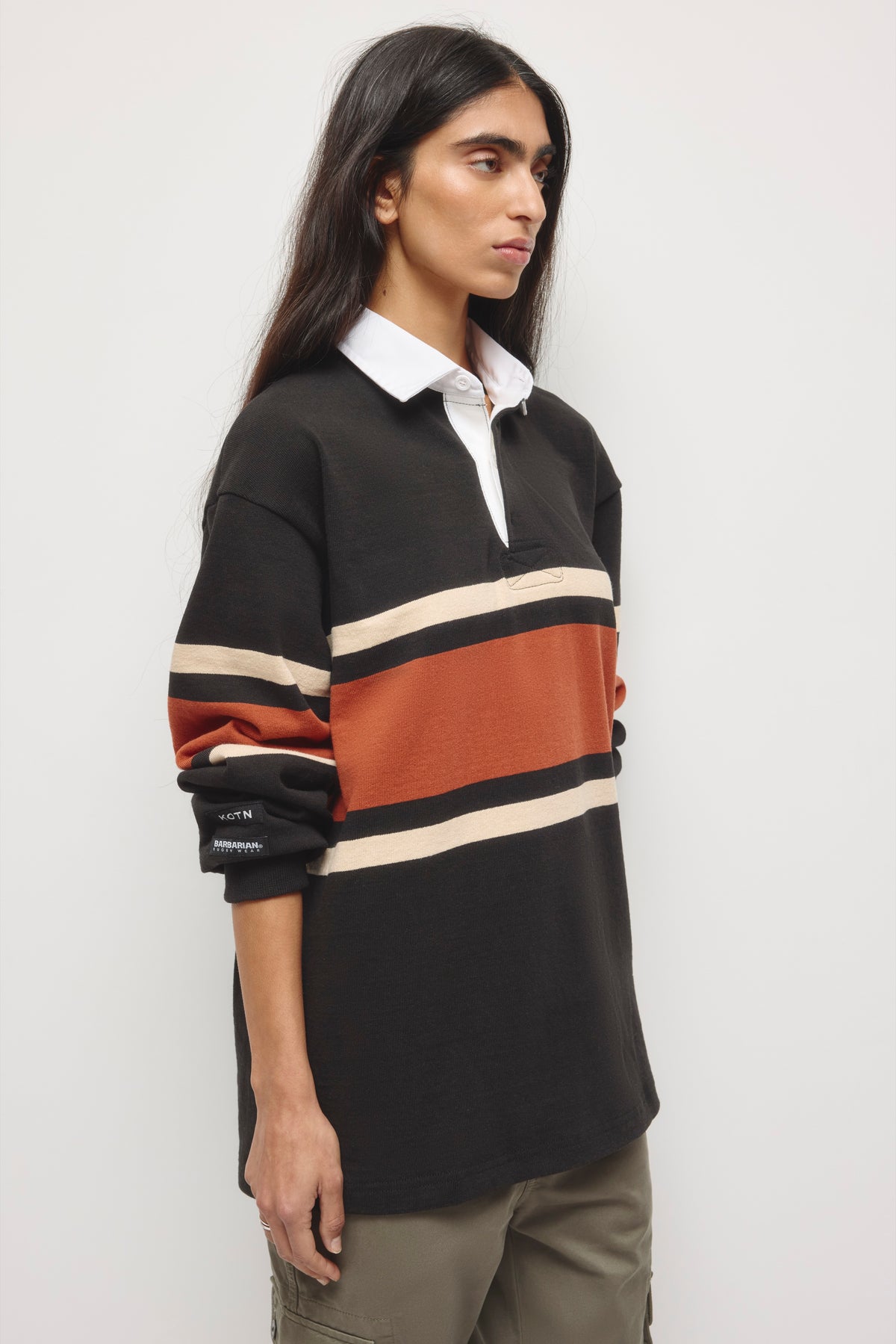 Barbarian Rugby in Black/Rust Stripe