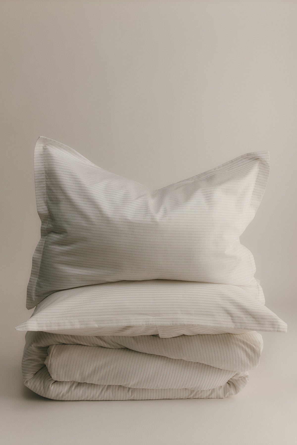 Duvet Cover Sham Set Cashmere White Microstripe