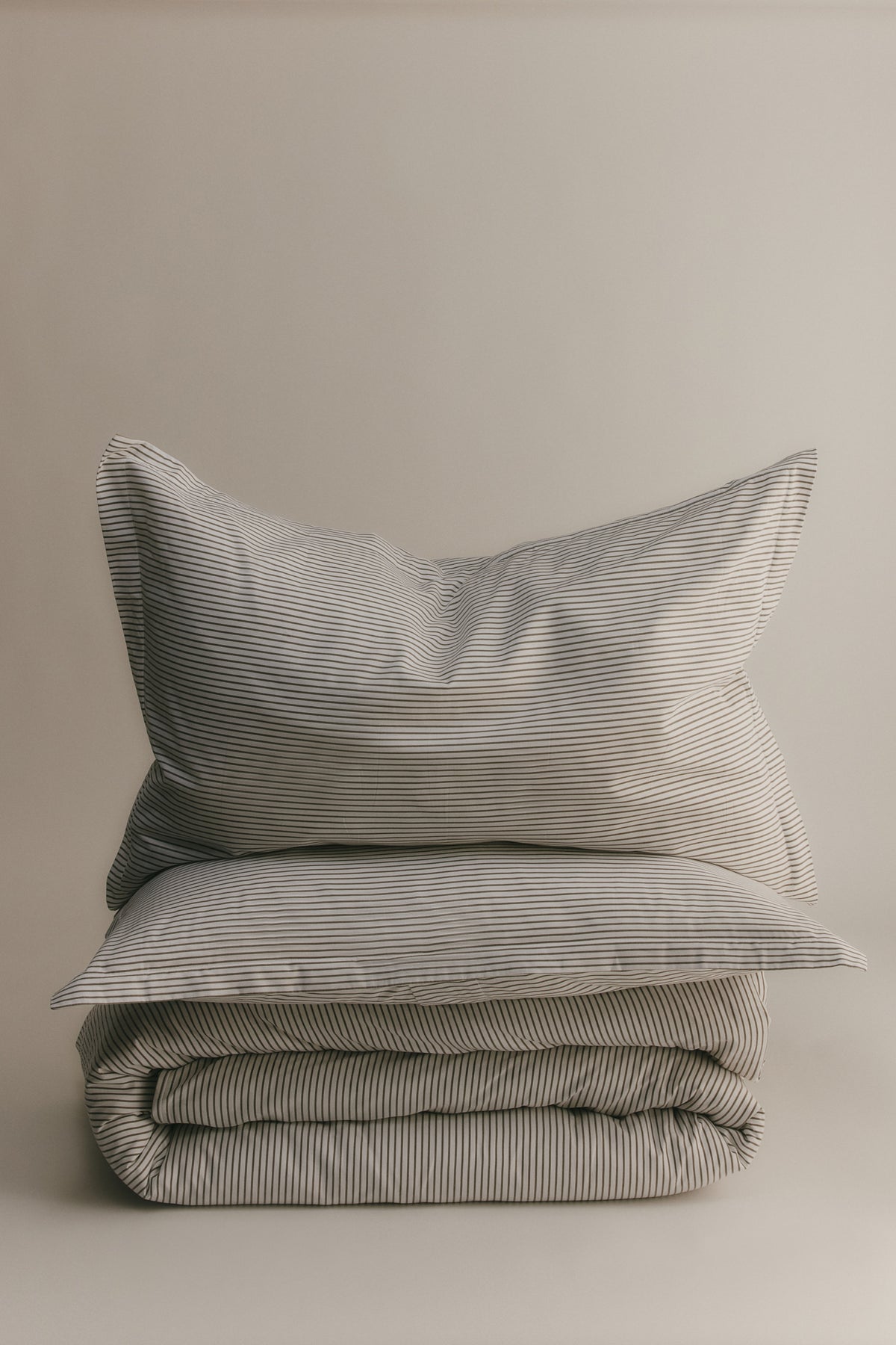 Duvet Cover Sham Set Olive White Microstripe