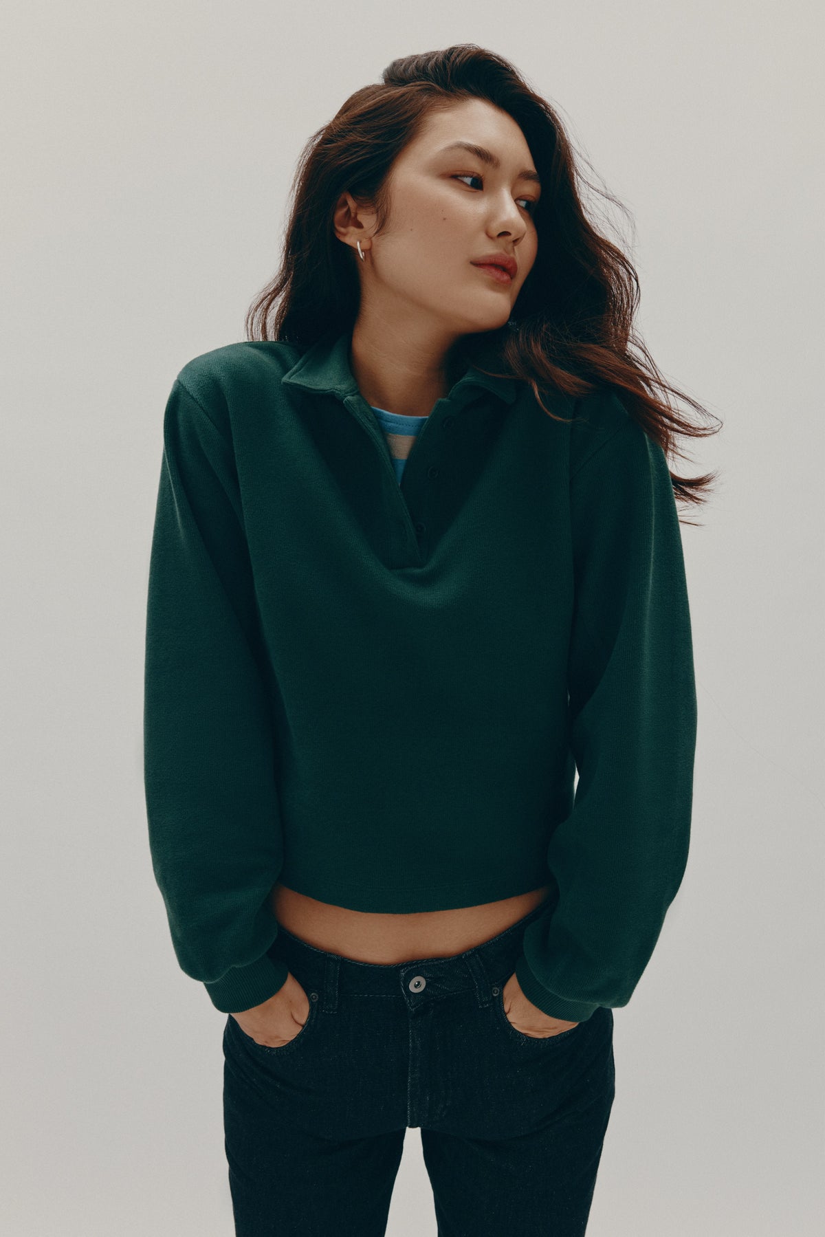 Women's Cozy Polo in Bottle Green
