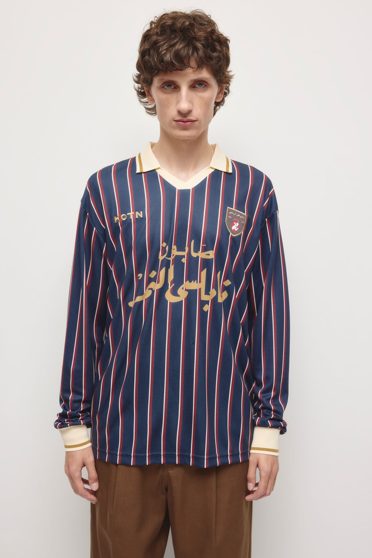 Kotn Long Sleeve Soccer Jersey in Deep Ocean/Carmine/Birch