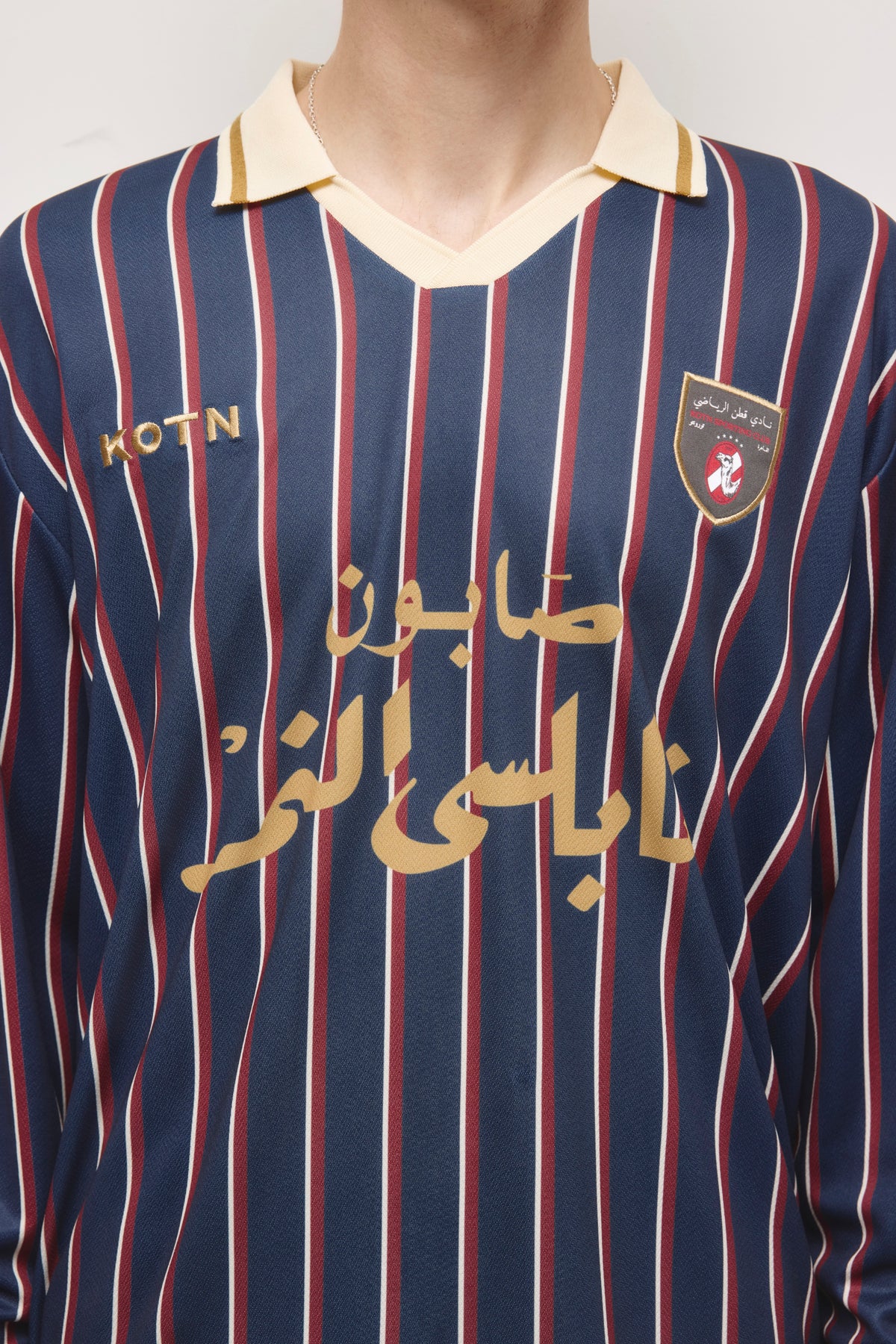 Kotn Long Sleeve Soccer Jersey in Deep Ocean/Carmine/Birch
