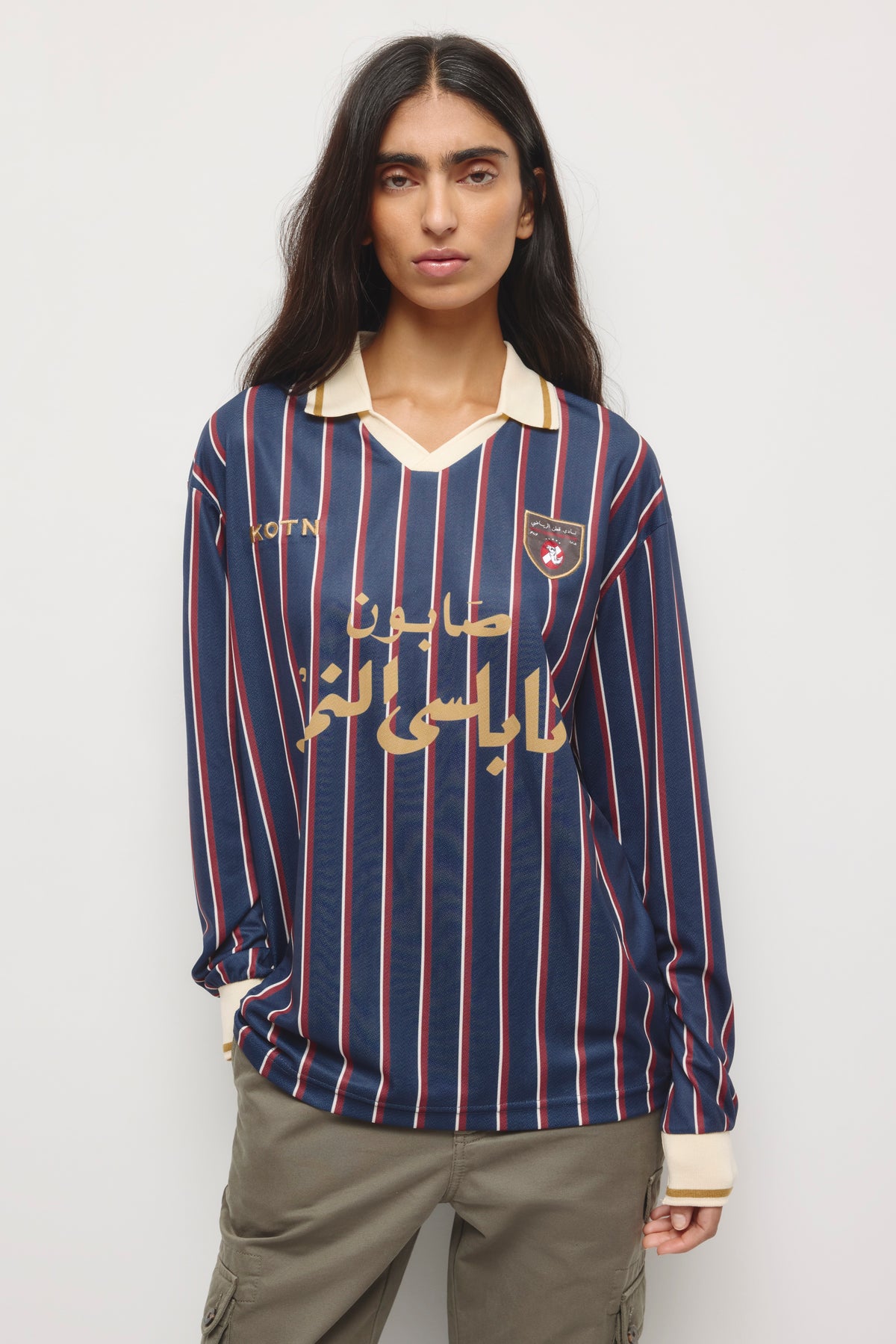 Kotn Long Sleeve Soccer Jersey in Deep Ocean/Carmine/Birch