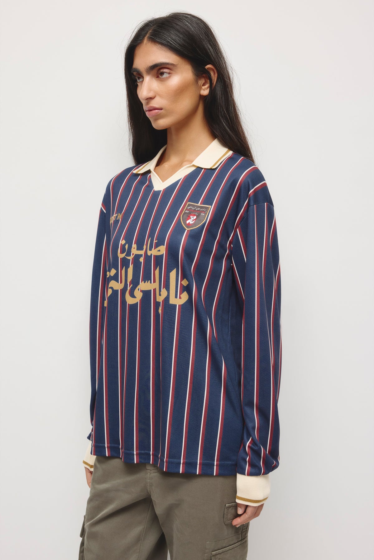 Kotn Long Sleeve Soccer Jersey in Deep Ocean/Carmine/Birch