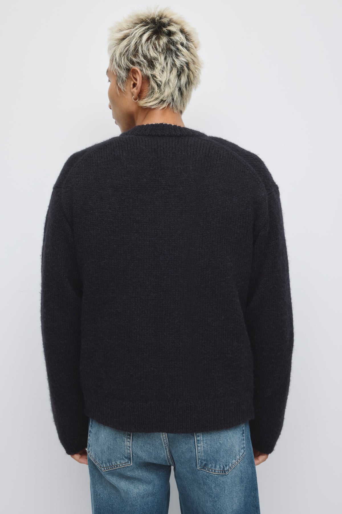 Men's Ali Full Zip Sweater in Black/Blue/Charcoal
