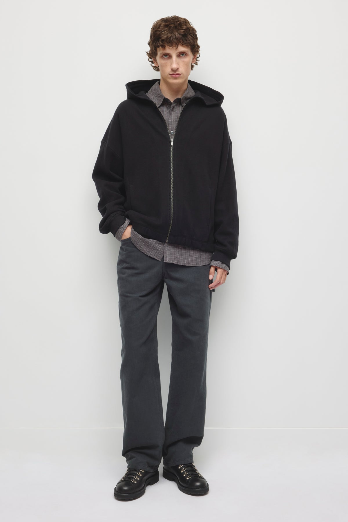 Men's Cozy Zip Hoodie in Black