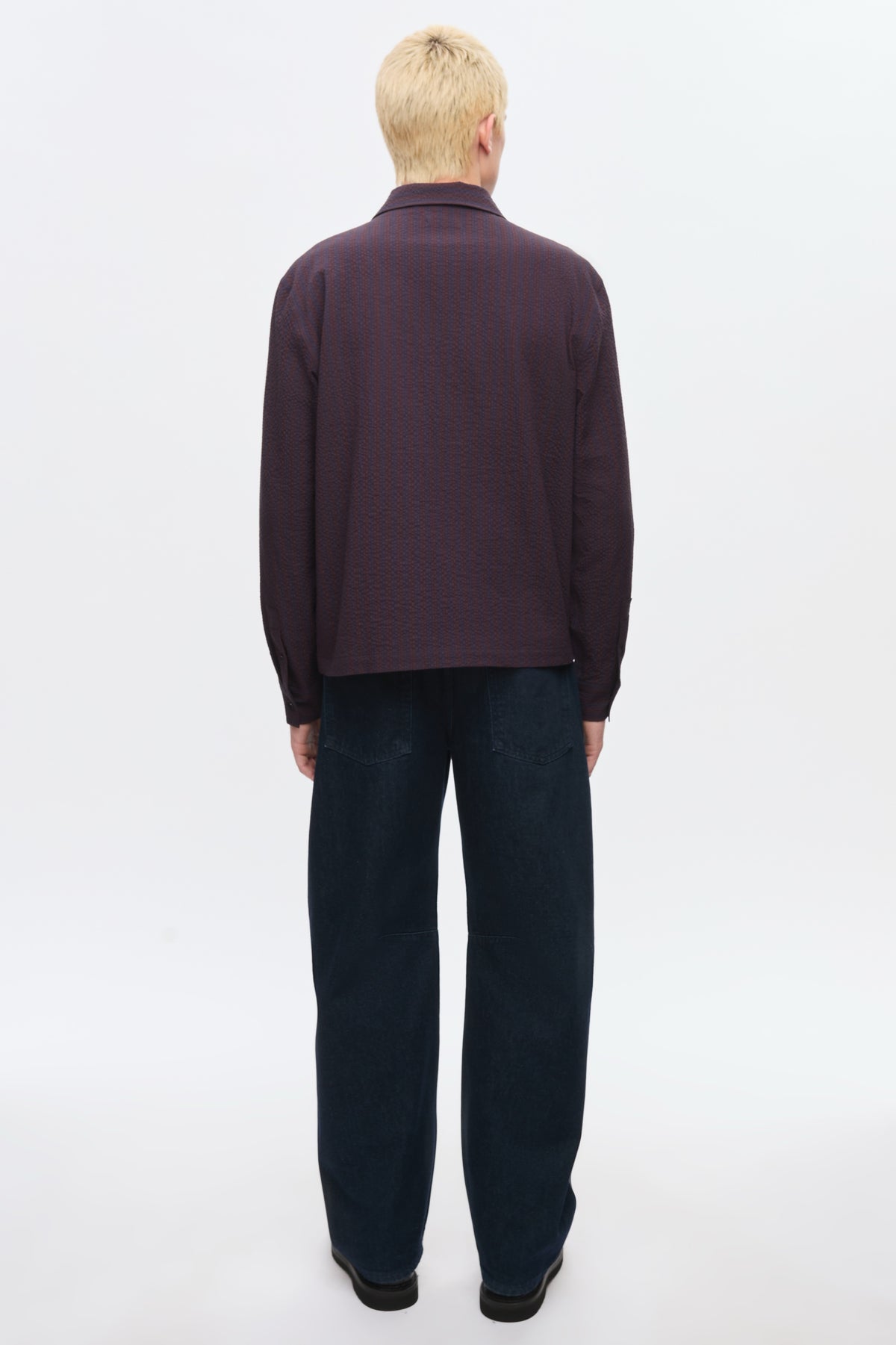 Men's Full Zip Shirt in Cocoa/Navy