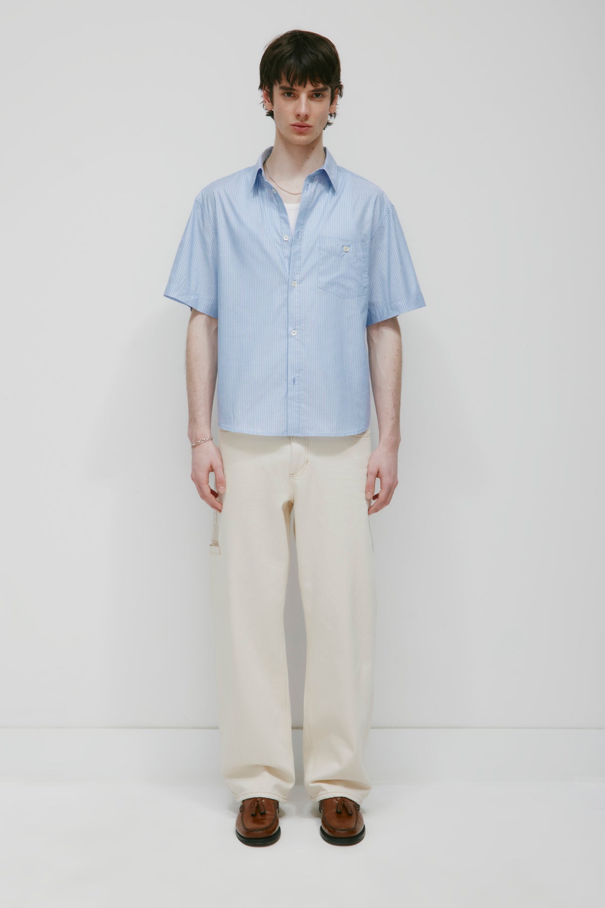 Men's Hawa Shirt in Blue/White Stripe
