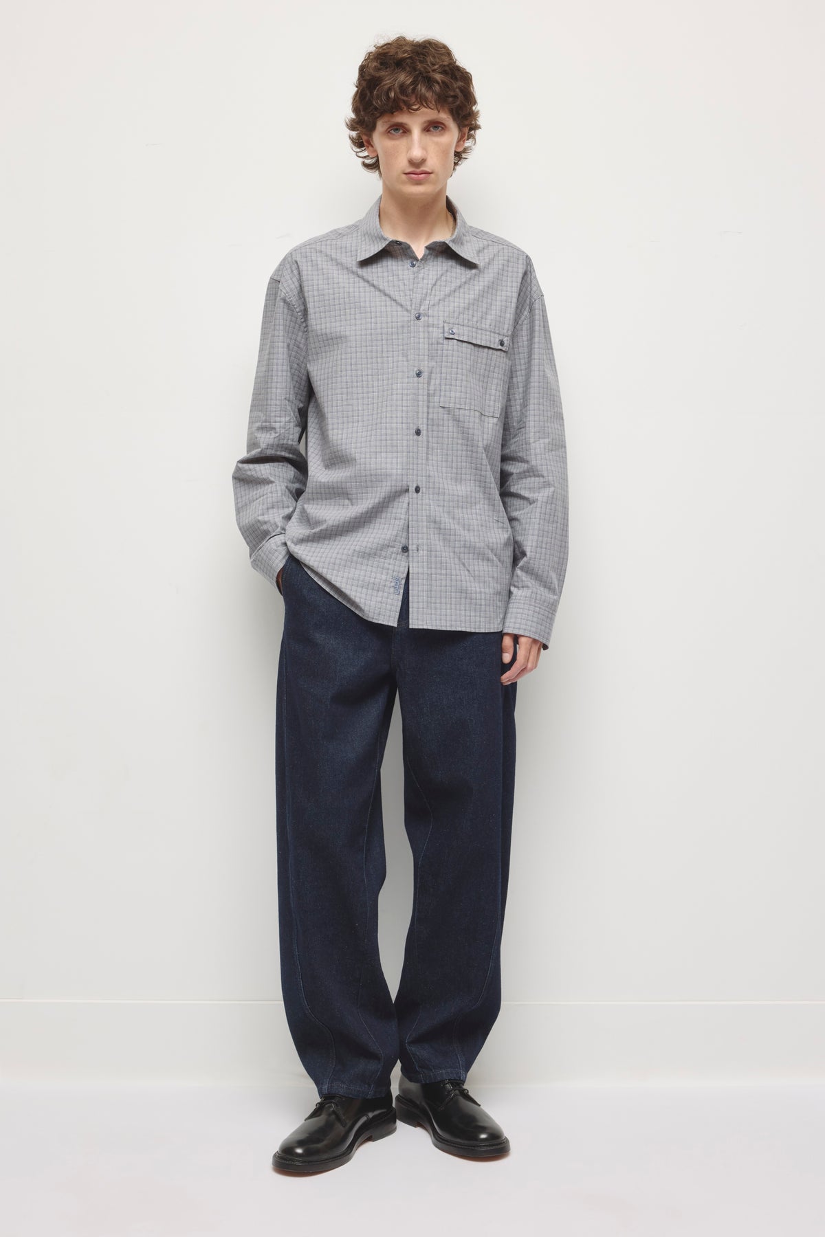 Chemise Haydar pour homme à carreaux gris/lavande cendrée