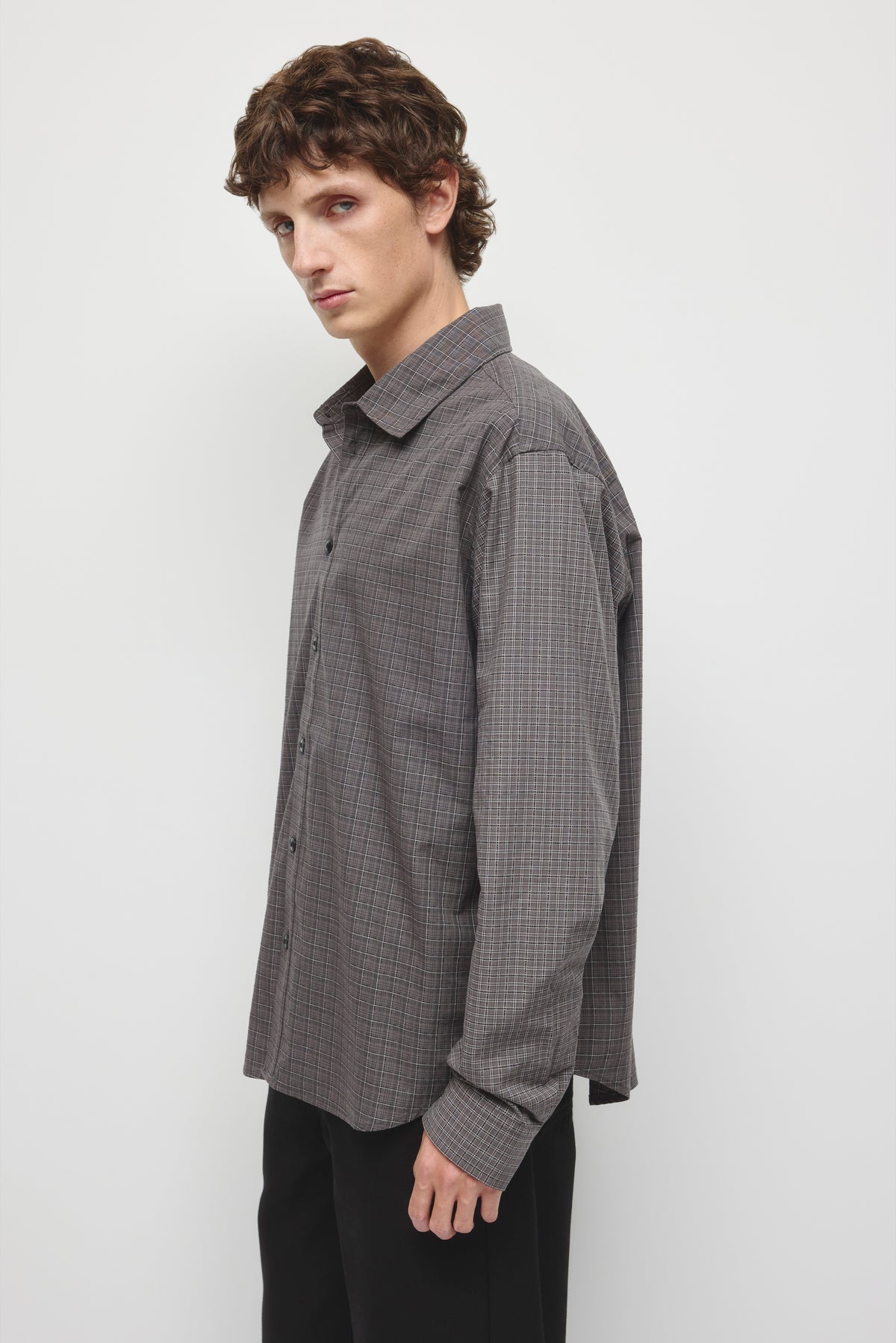 Chemise Patchwork pour homme en tartan gypse/noir