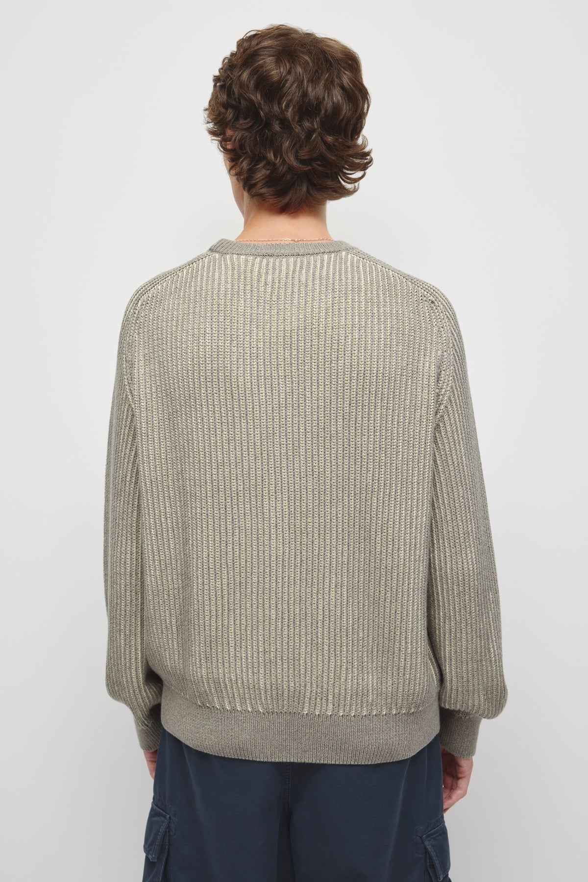 Men's Rib Crewneck Sweater in Pebble Melange/Birch