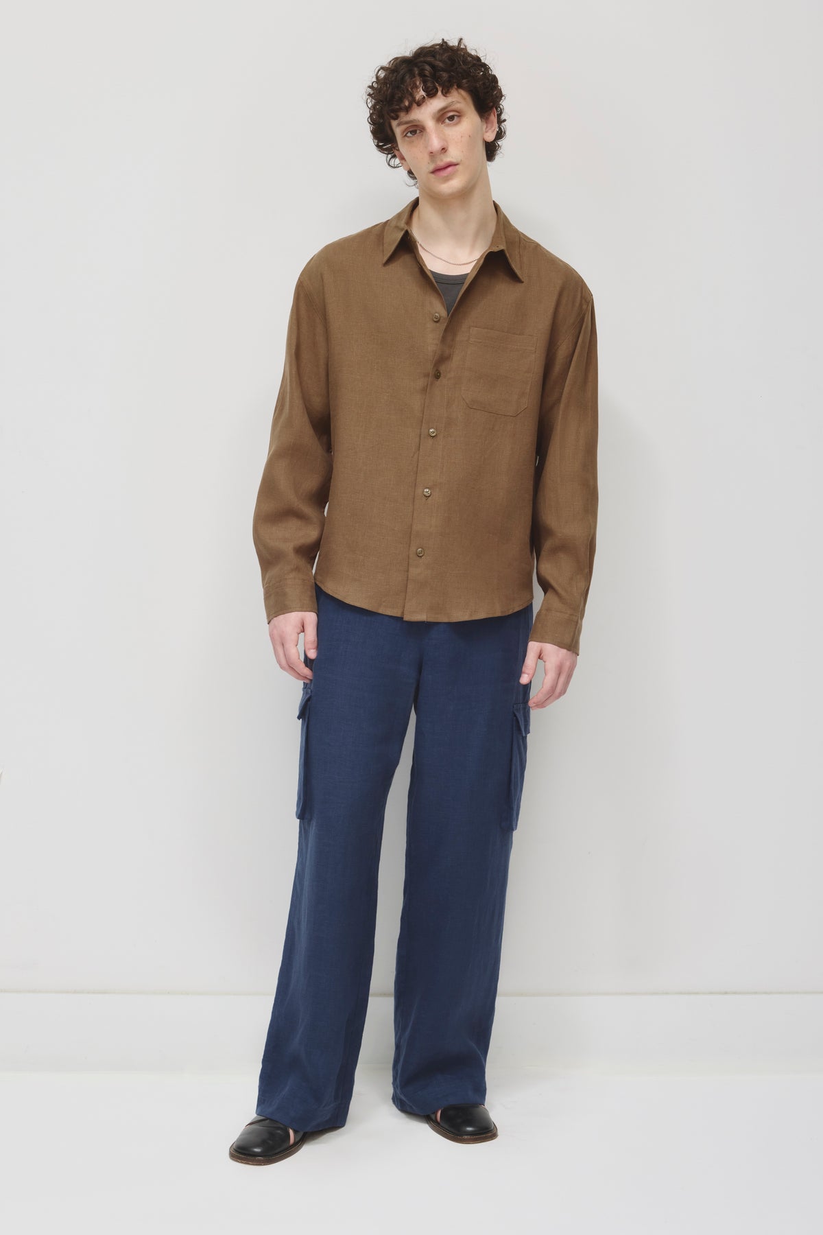 Chemise en lin Sila pour homme en teck