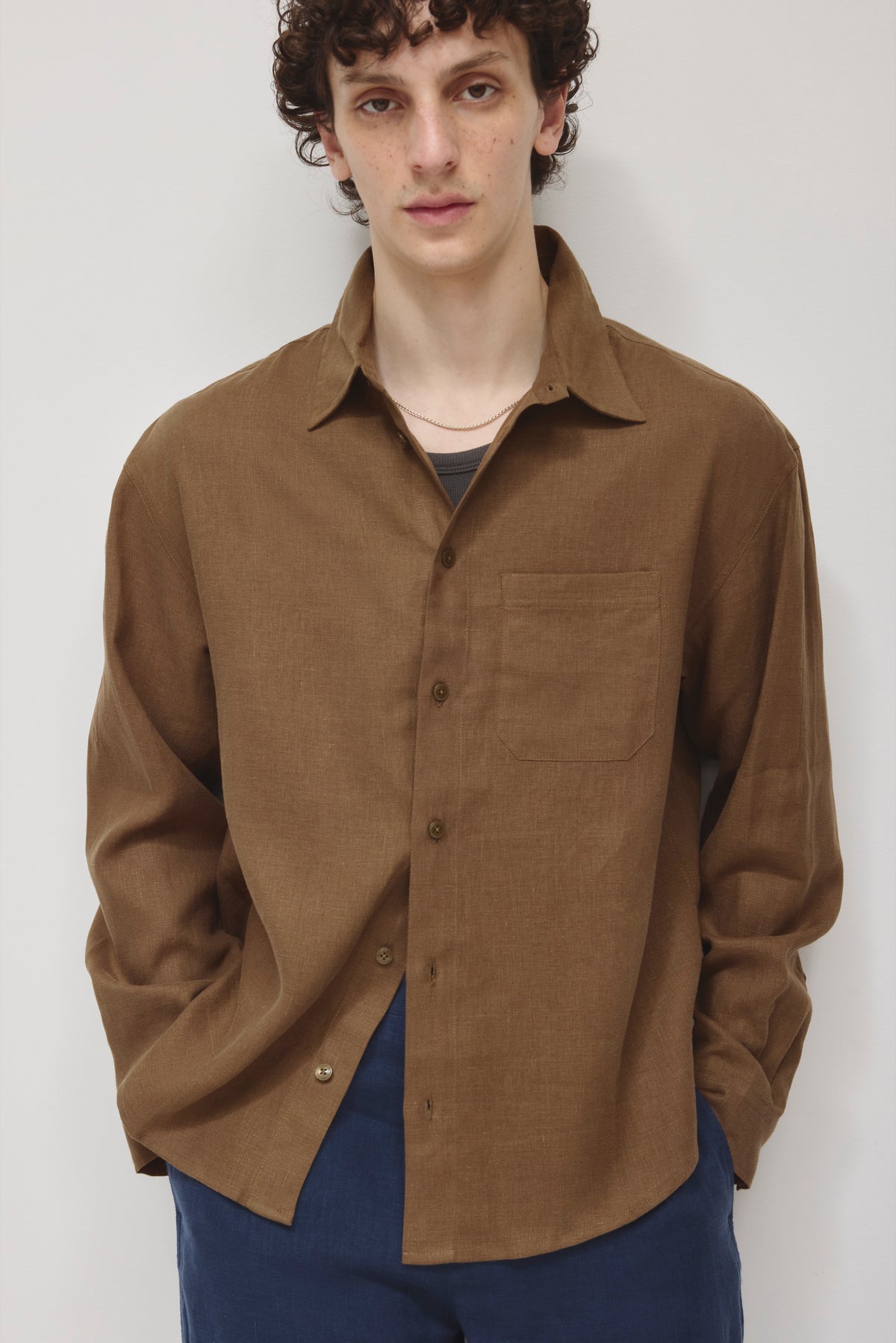 Chemise en lin Sila pour homme en teck