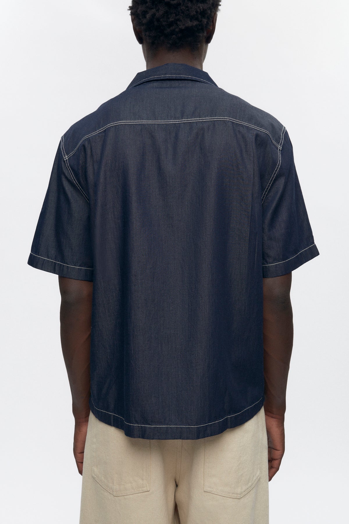 Men's Chambray Camp Shirt in Rinse