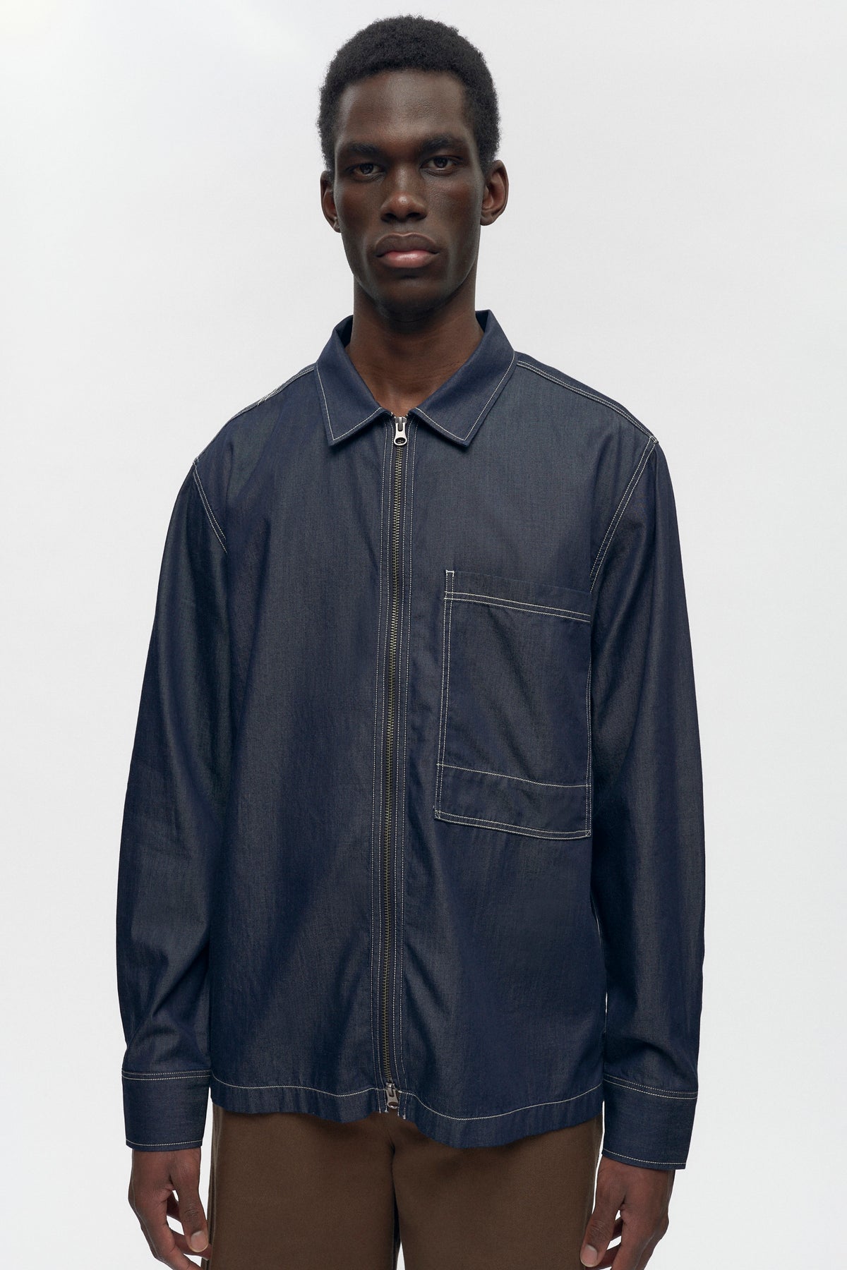 Chambray Full Zip Shirt Rinse