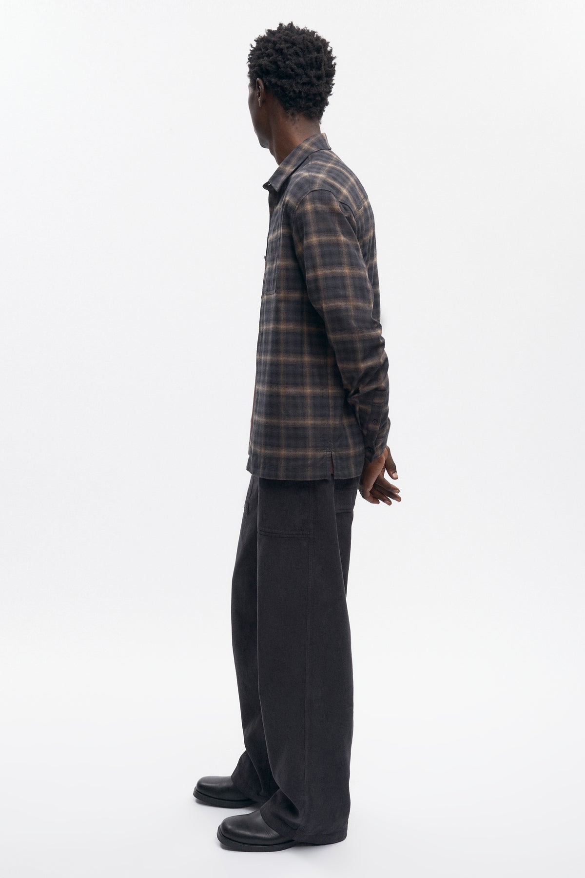 Men's Flannel Shirt in Brown Plaid