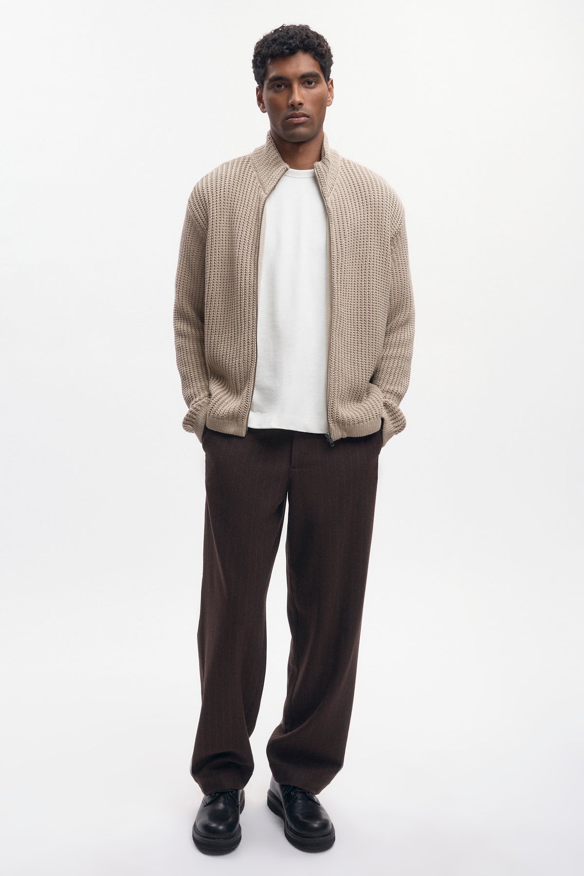 Pull à fermeture éclair Hadi pour homme en oat