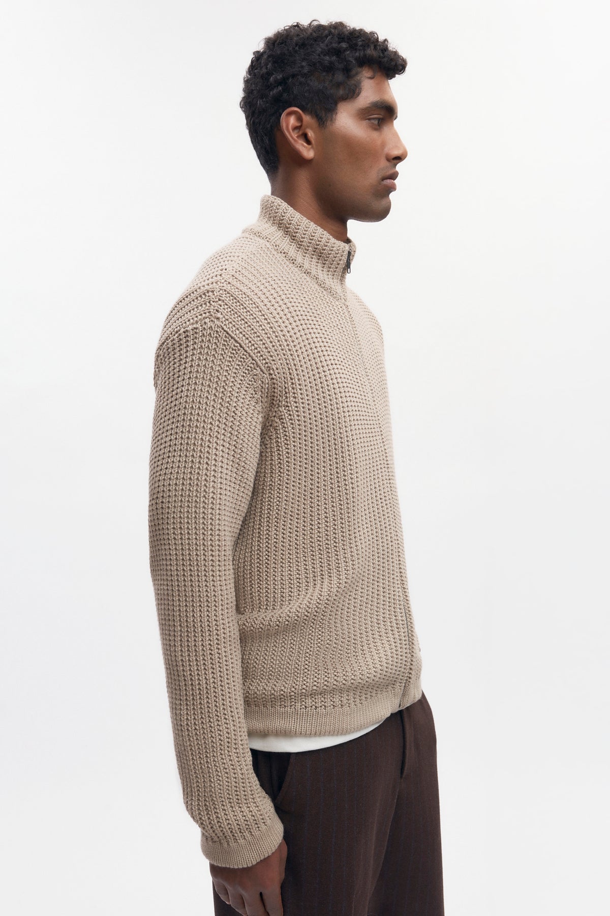 Pull à fermeture éclair Hadi pour homme en oat