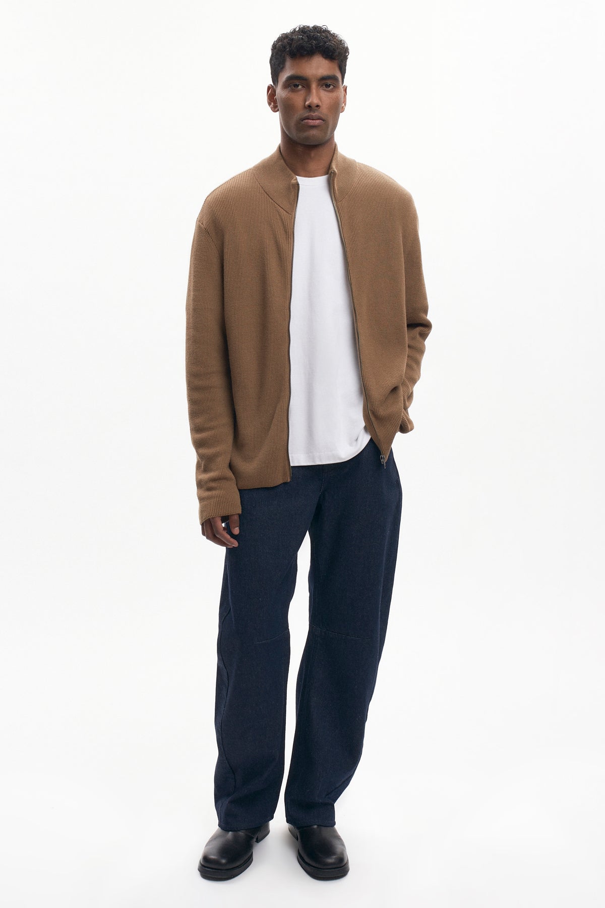 Pull léger à fermeture éclair pour homme en loutre