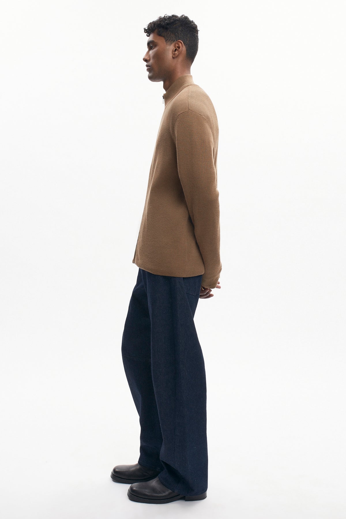 Pull léger à fermeture éclair pour homme en loutre