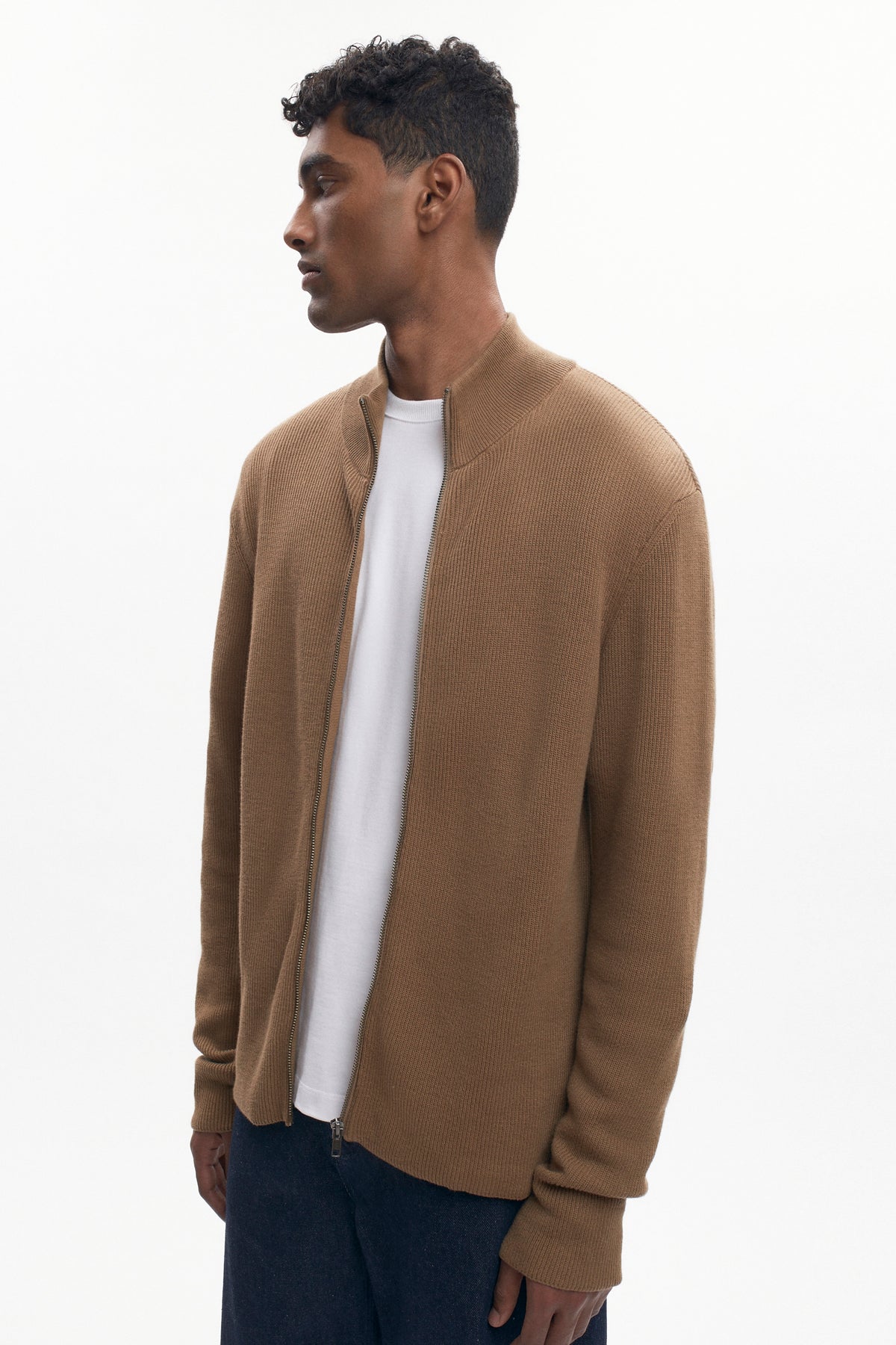 Pull léger à fermeture éclair pour homme en loutre