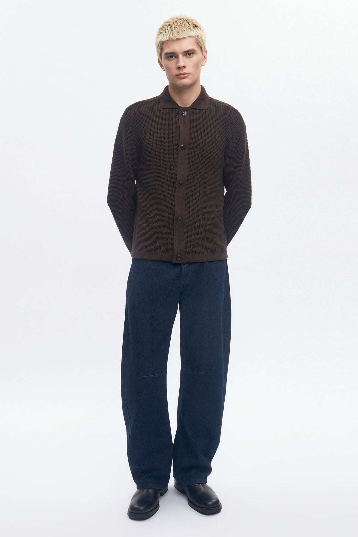 Chemise en maille ouverte pour homme en mélange grains de café