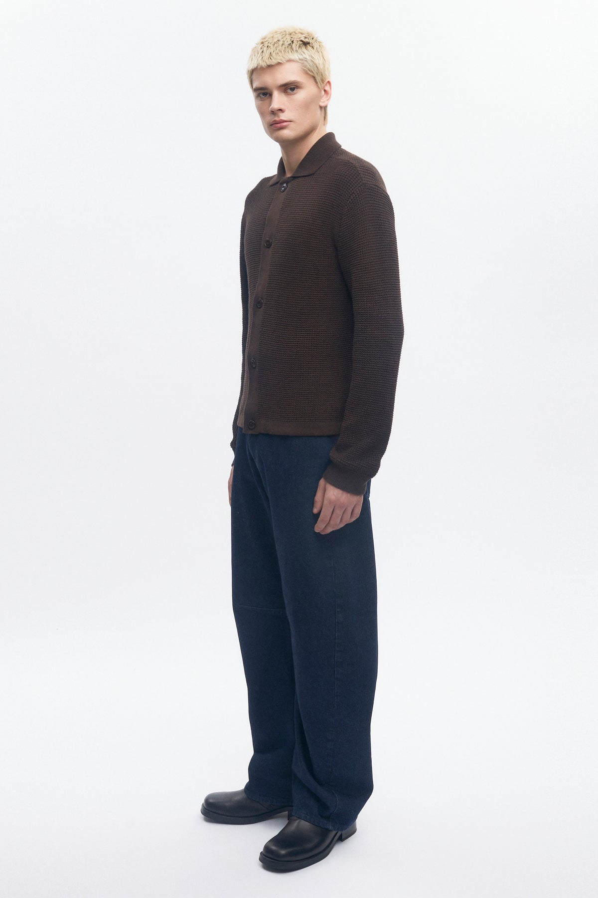 Chemise en maille ouverte pour homme en mélange grains de café