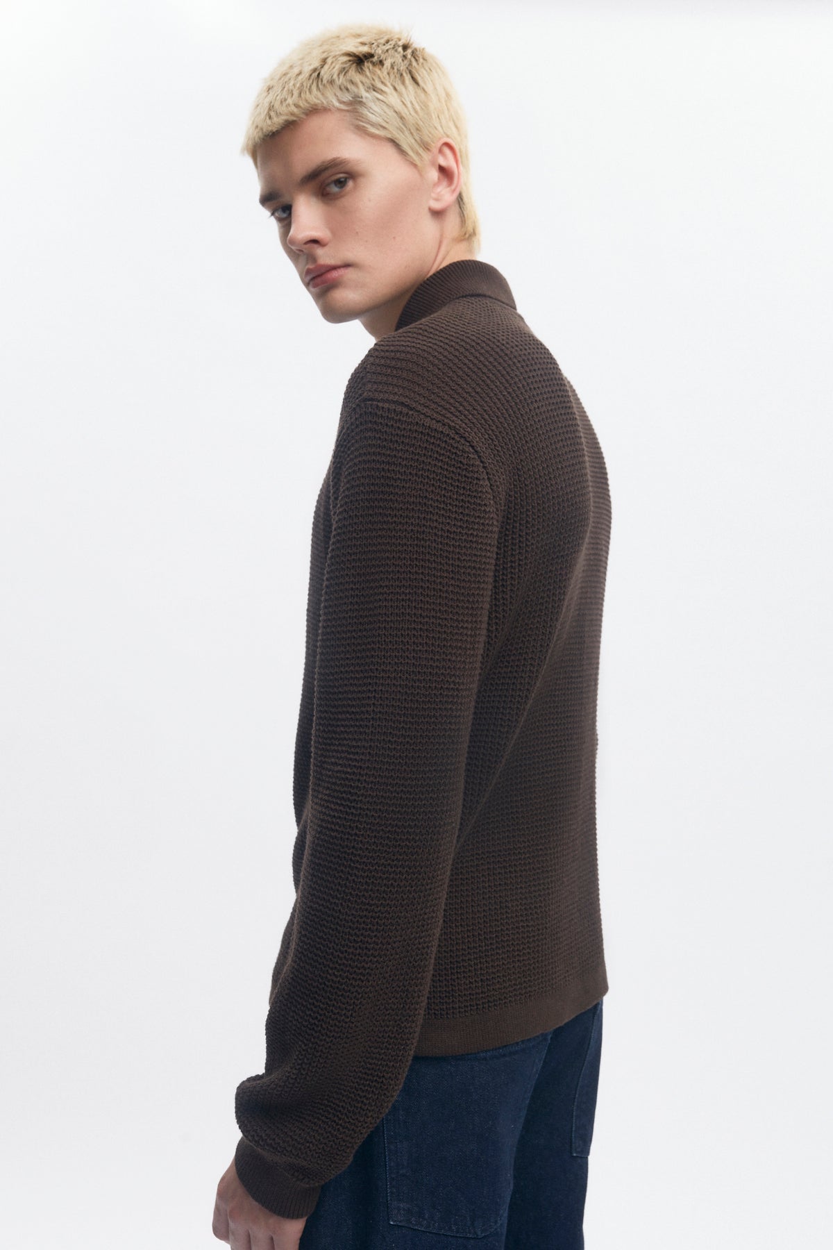 Chemise en maille ouverte pour homme en mélange grains de café