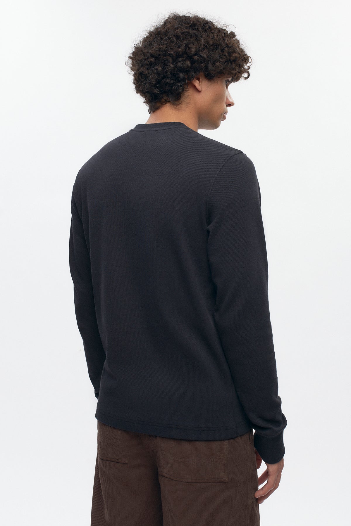 Men's Rib Henley in Black