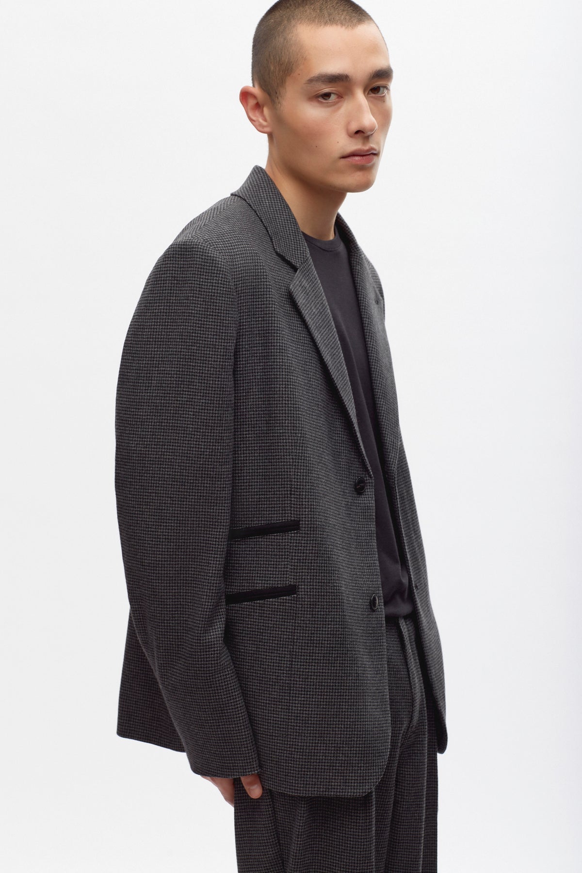 Veste Laureate en laine en pied-de-poule anthracite