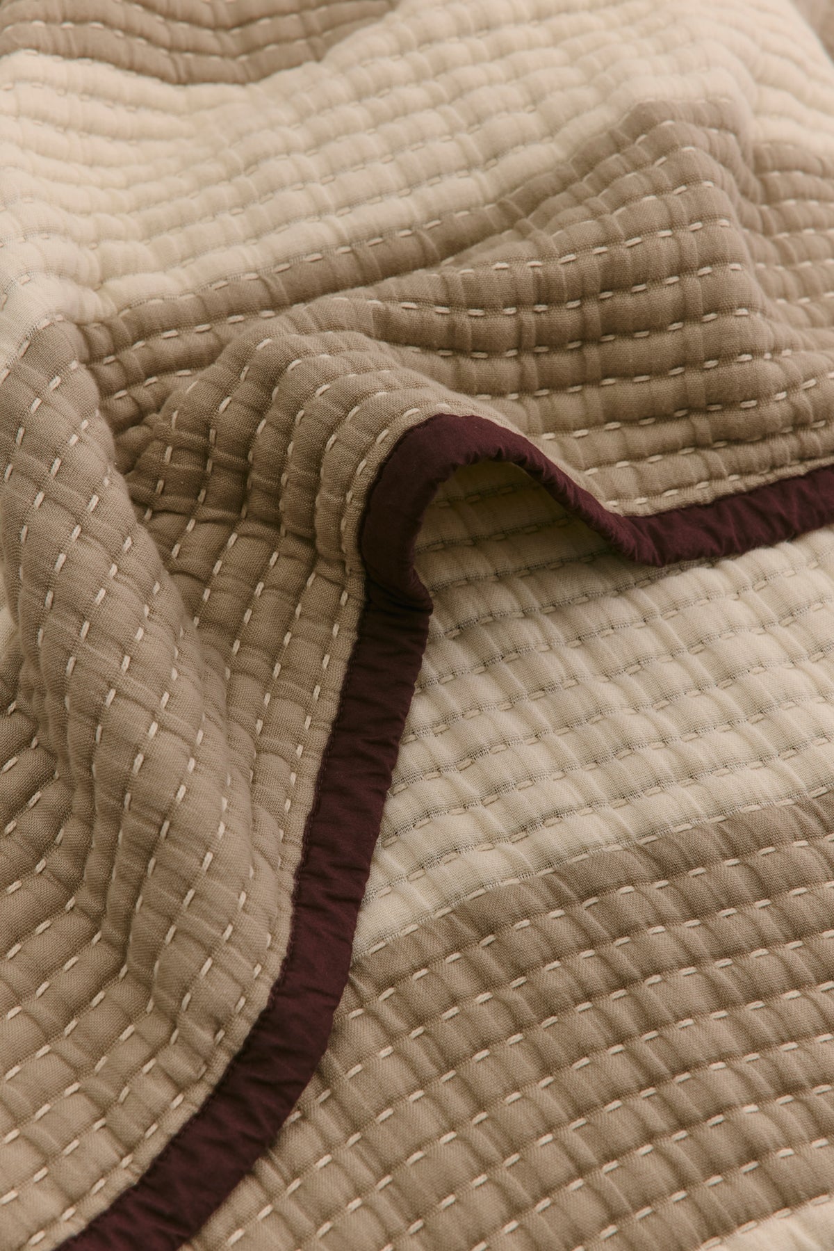 Striped Quilted Comforter in Natural/Pure Cashmere/Fudge