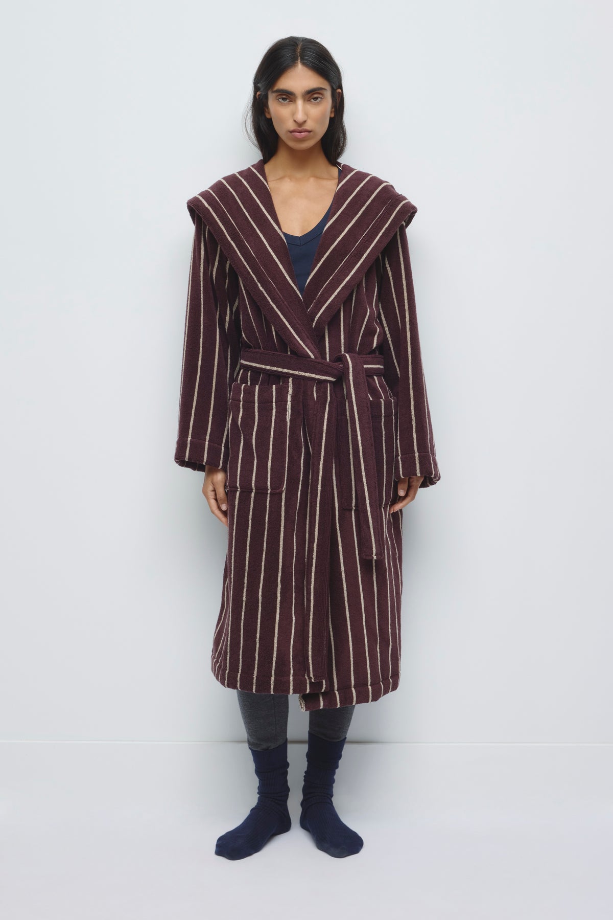 Egyptian Cotton Bath Robe in Chocolate Plum/Cashmere