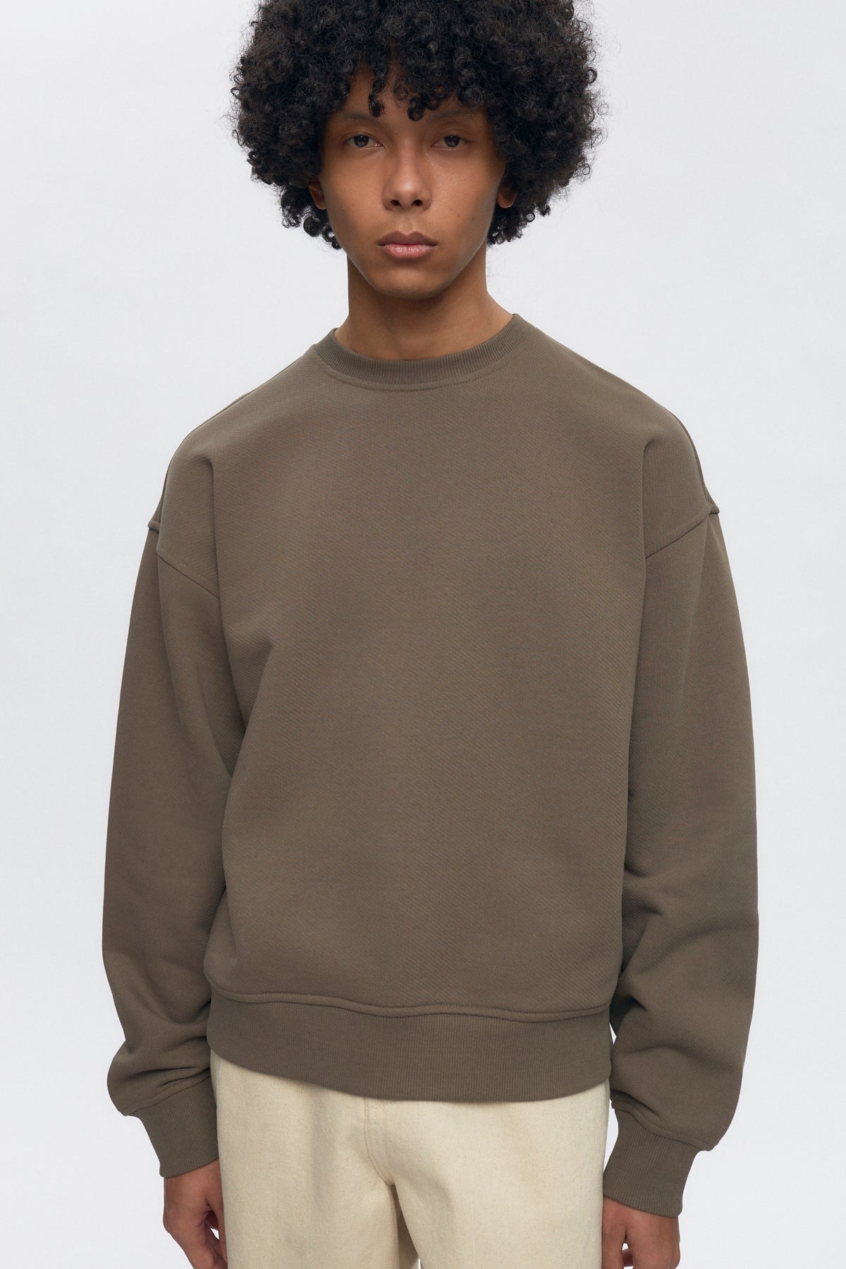 French Terry Sweatshirt in Dark Taupe