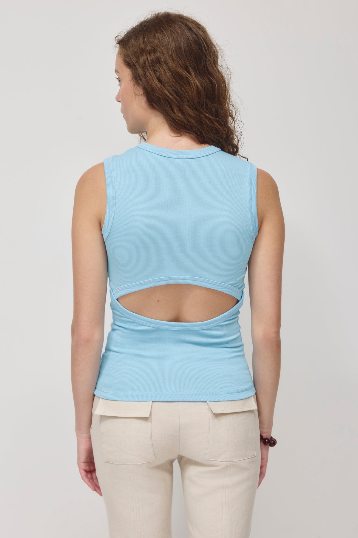 Women's Back Cutout Tank in Azure