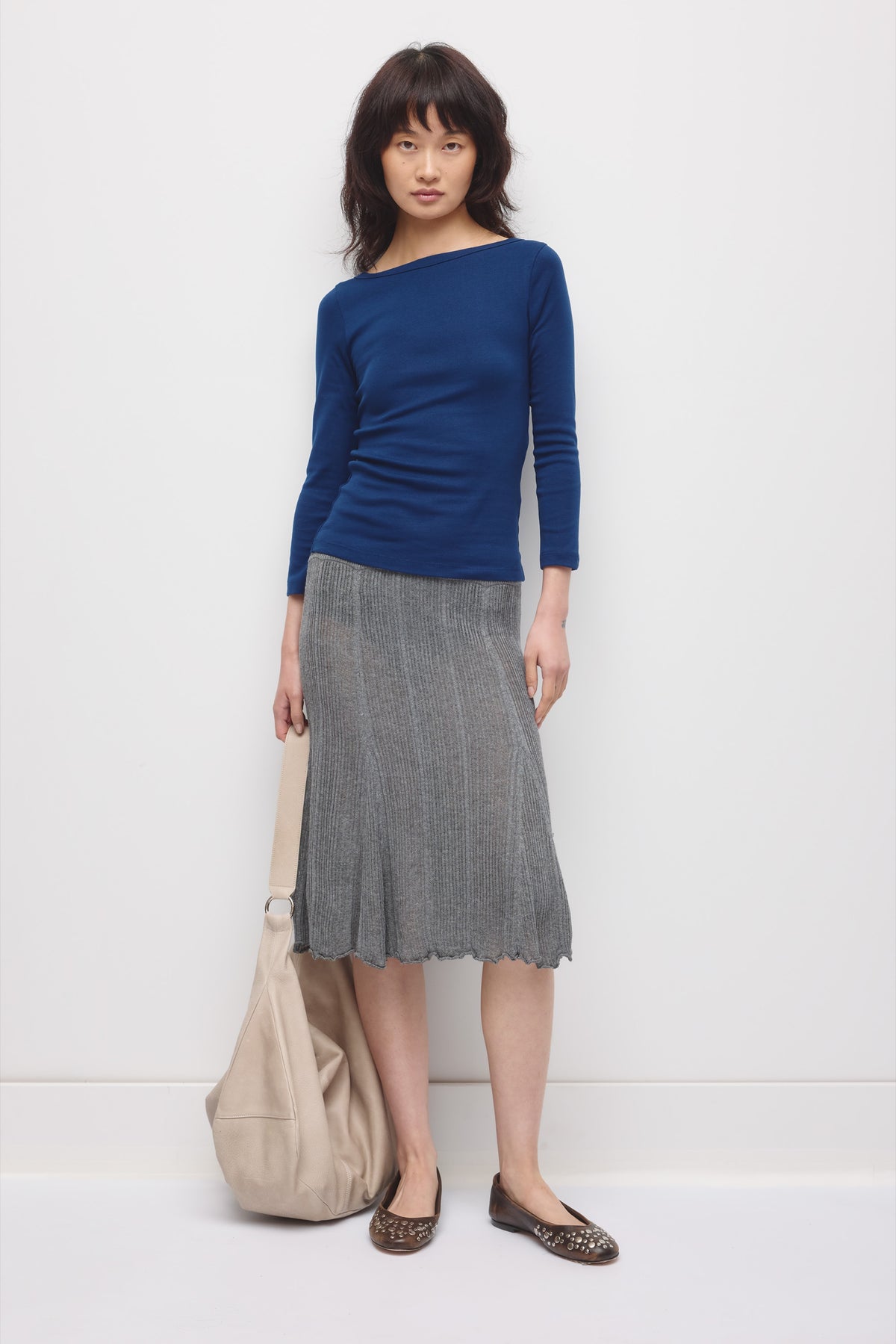 Women's Boatneck 3/4 Sleeve Top in Pacific Blue