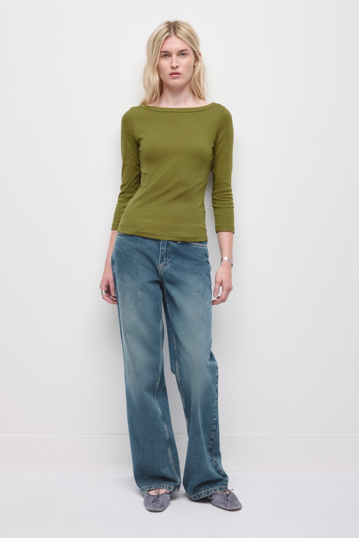 Women's Boatneck 3/4 Sleeve Top in Cardamom