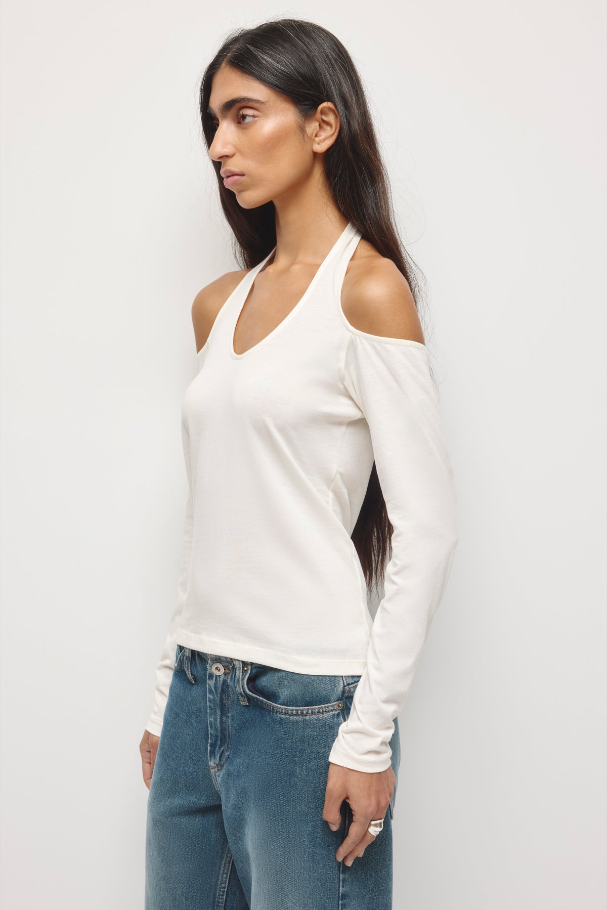 Women's Cold Shoulder Halter in Marshmallow