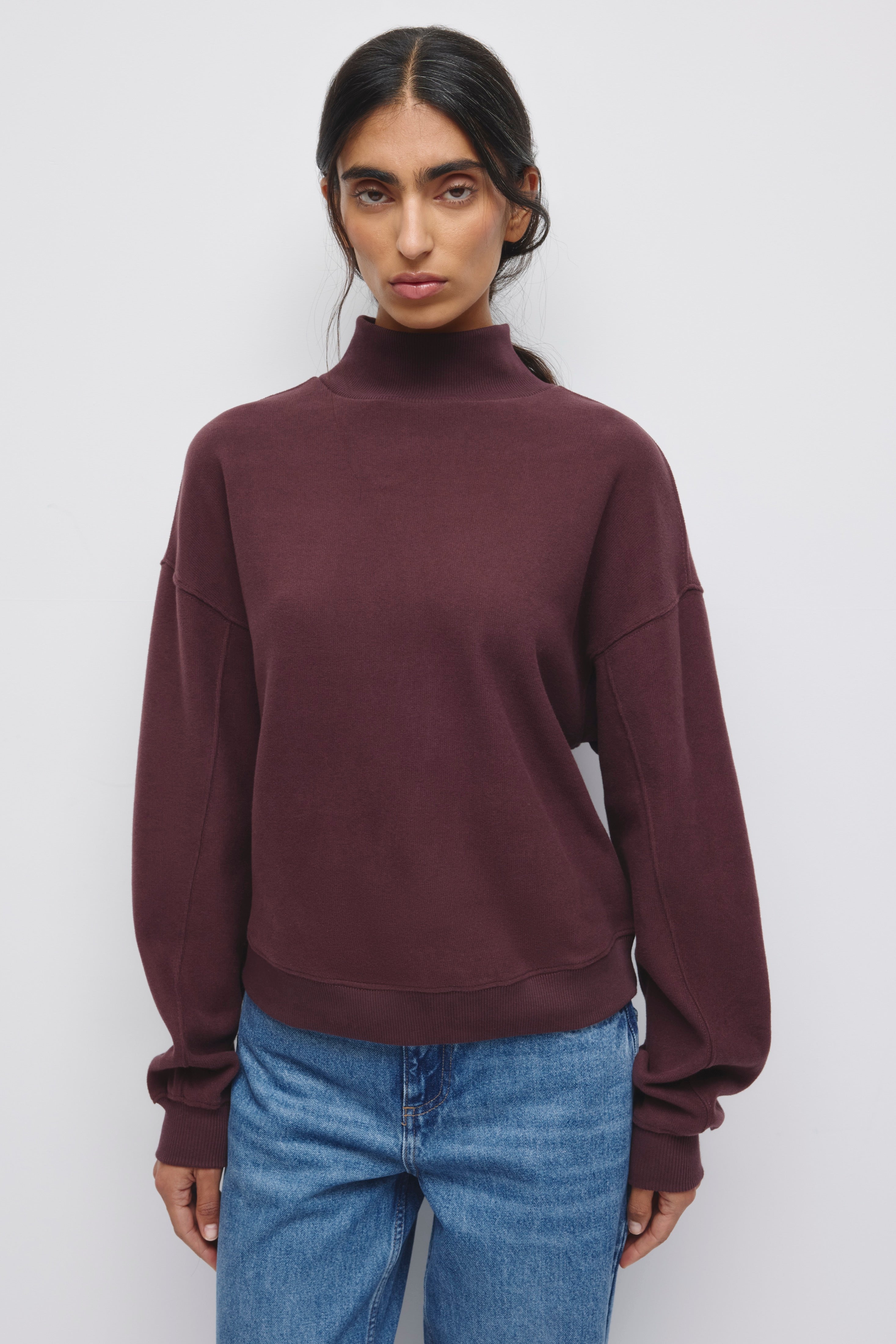 Women's Cozy Turtleneck in Chocolate Plum
