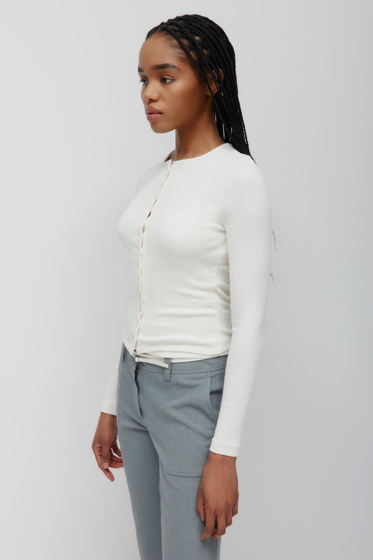 Cardigan à col ras du cou pour femmes en guimauve