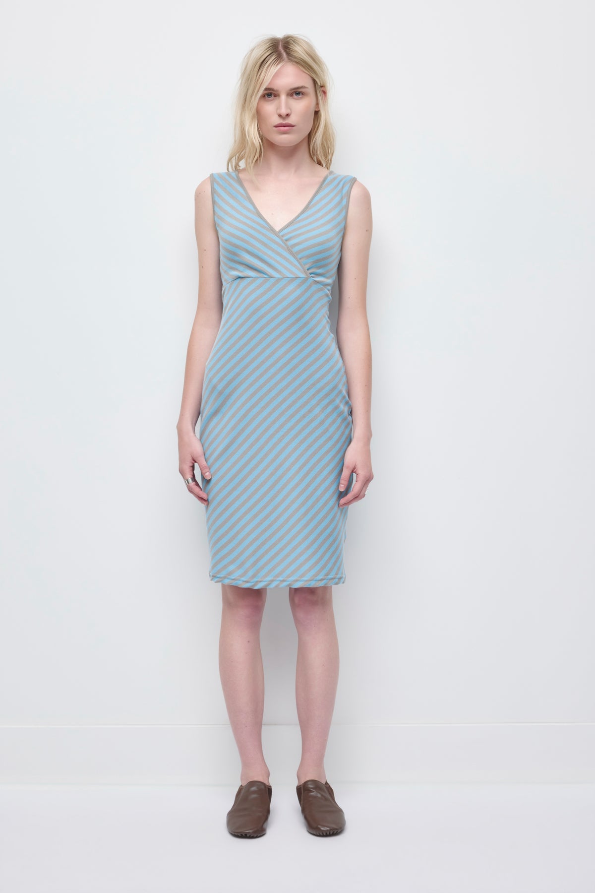 Women's Crossover Dress in Azure/Gypsum