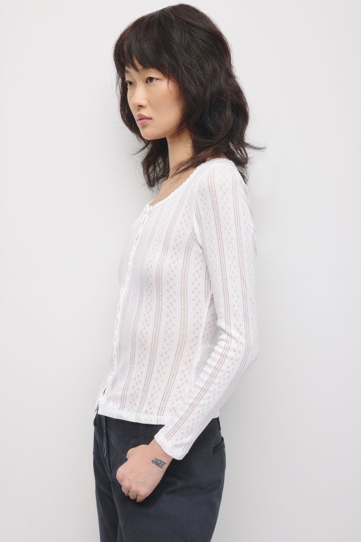 Cardigan Dalia Pointelle pour femme en blanc